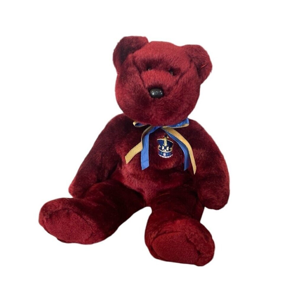 ty Beanie Buddy Buckingham the Bear Plush Burgundy Large 13 Inch Buddies
